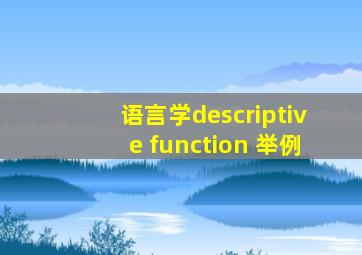 语言学descriptive function 举例